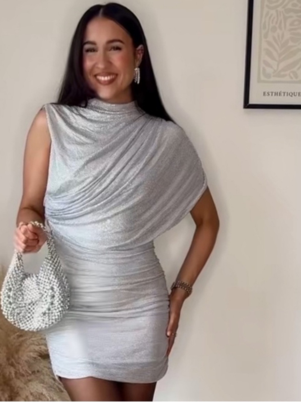 Zara SHORT MESH DRESS WITH RHINESTONE CAPE - Picture 4 of 16
